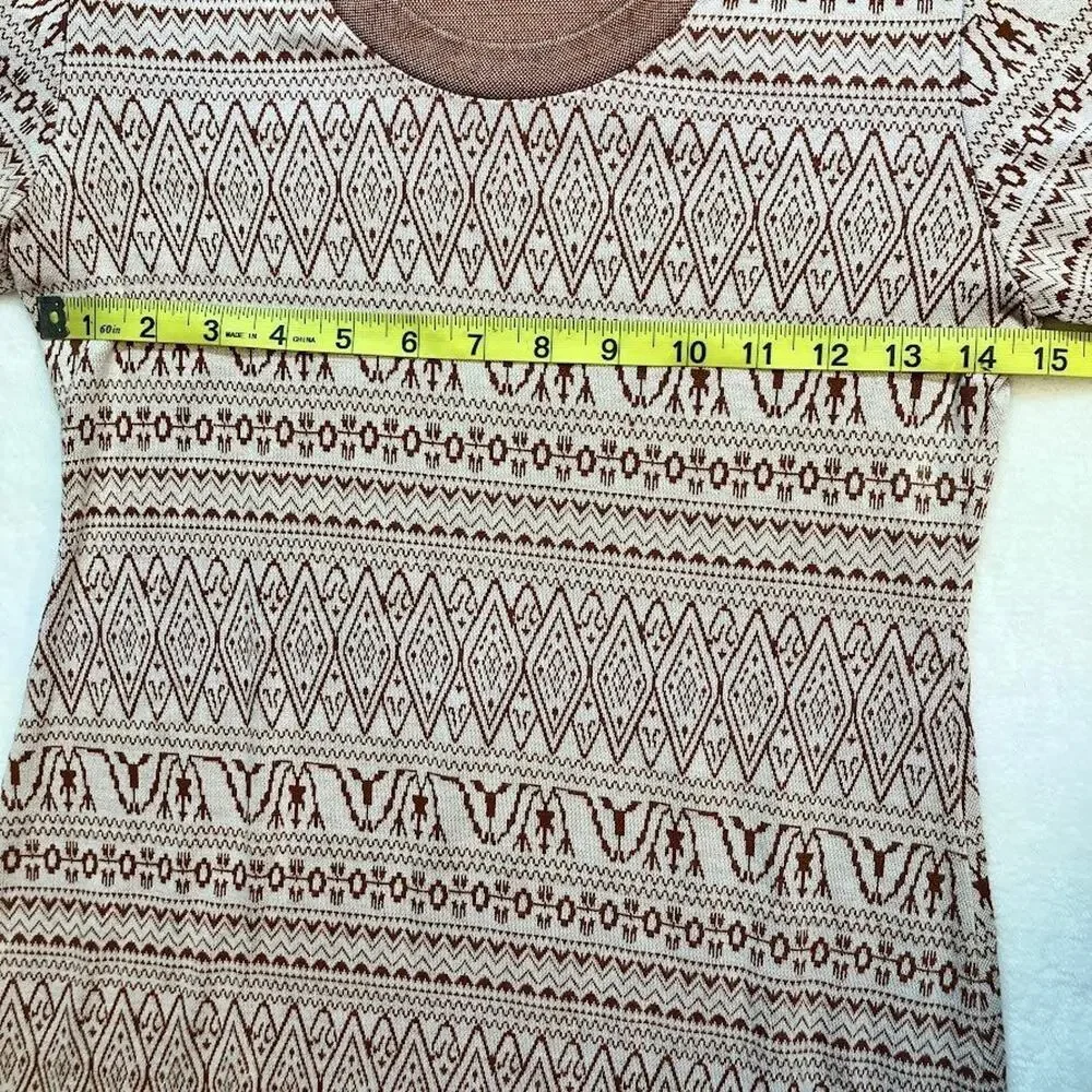 KAVU Fair Isle Sweater Mini Dress Brown/Tan Size XXS Side Button Accents - Picture 12 of 13
